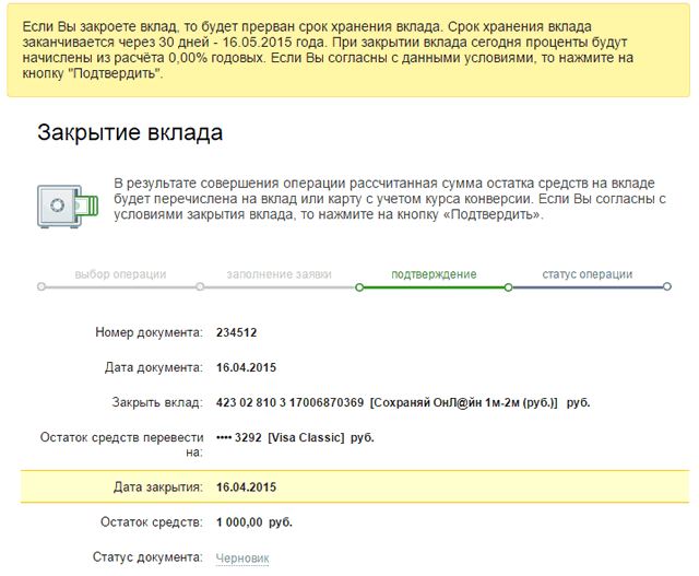 Пошаговая инструкция закрытия вклада в Сбербанк Онлайн