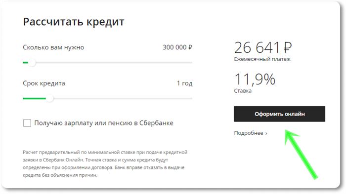 Заявка на кредит в Сбербанк
